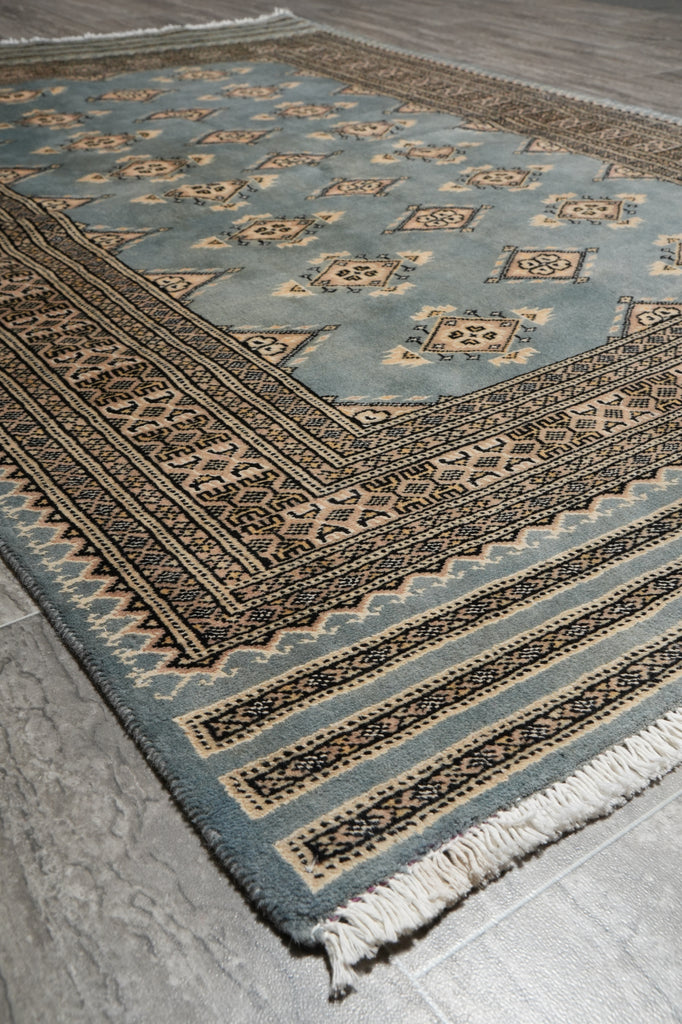 4 x 6 Hand-Knotted Jaldar Bkara Rug Slate Blue #F-3115
