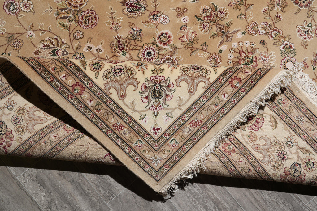 8.6 x 11.6 Fine Weave Wool and Silk handmade Rug Khaki #F-4159