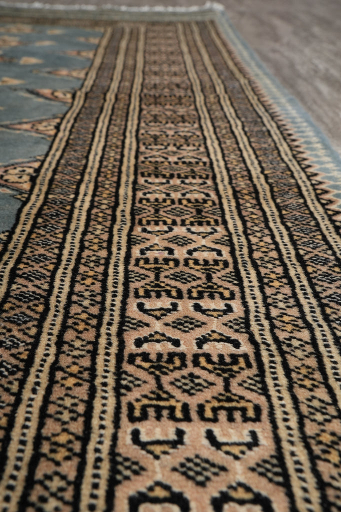 4 x 6 Hand-Knotted Jaldar Bkara Rug Slate Blue #F-3115