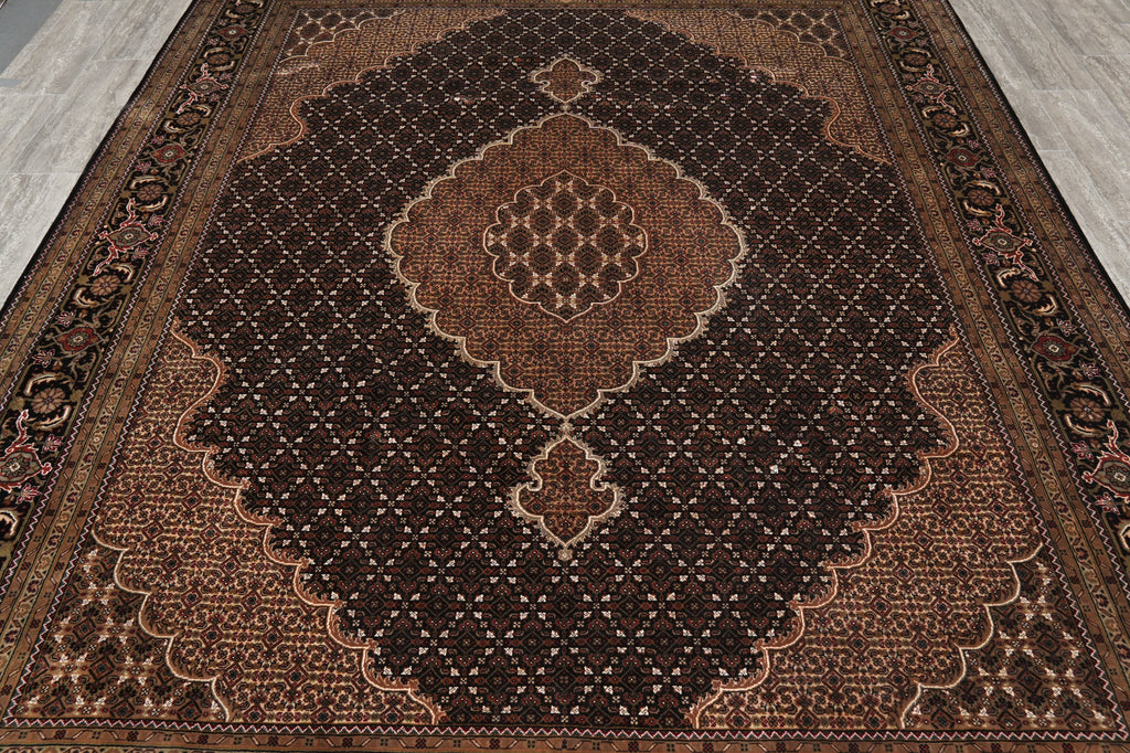 8.2 x 10.4 Mahi Tabriz Quality Handmade Wool And Silk Area Rug Black #F-4458