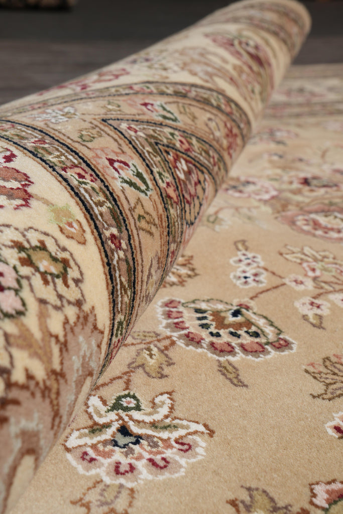 8.6 x 11.6 Fine Weave Wool and Silk handmade Rug Khaki #F-4159