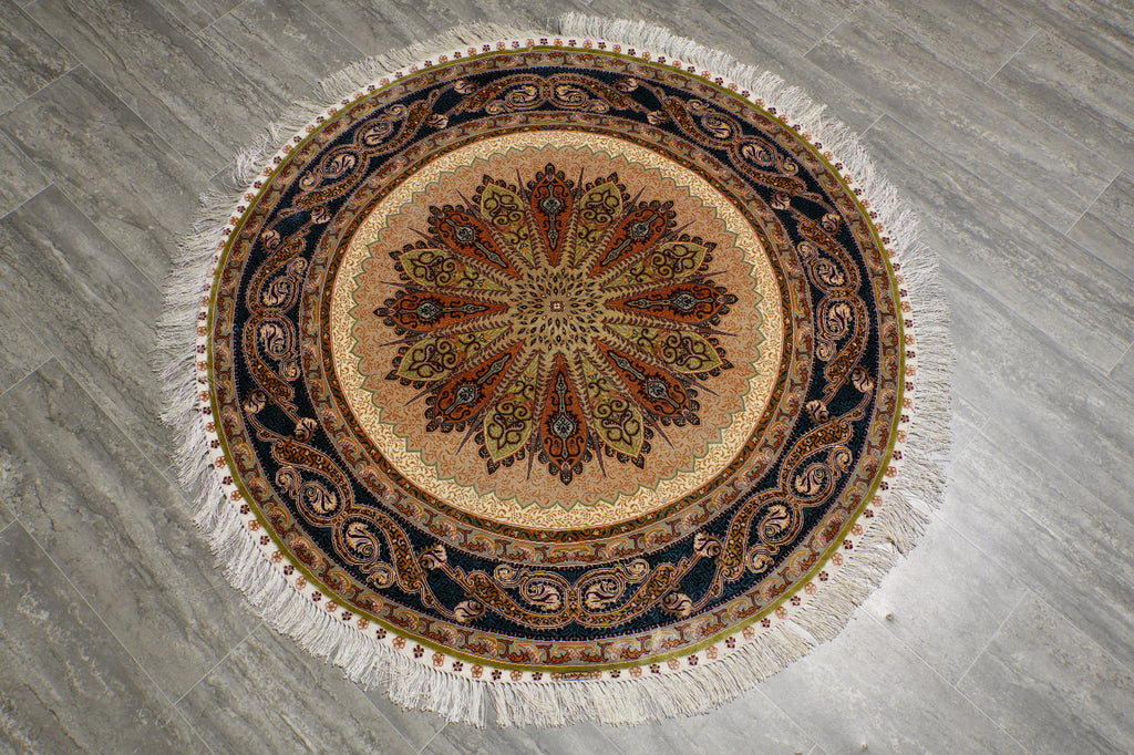 4 x 4 Feet Round Handmade Rug Elegant Fancy Carpet #59529