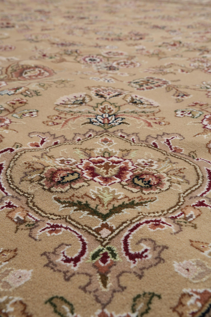 8.6 x 11.6 Fine Weave Wool and Silk handmade Rug Khaki #F-4159