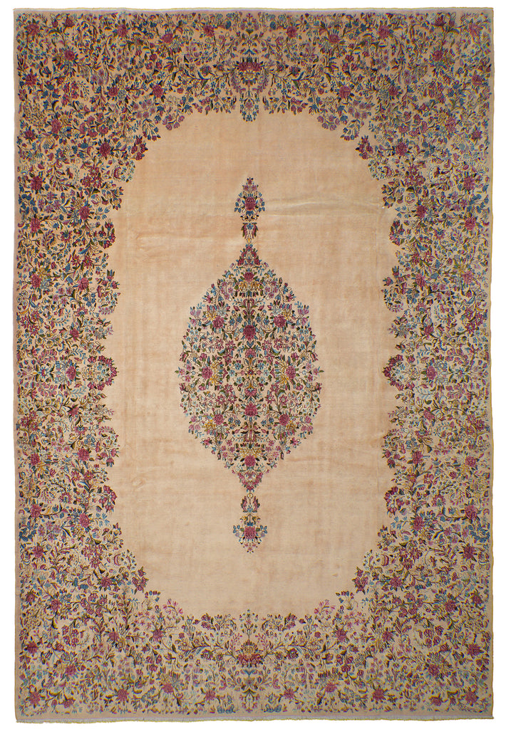 10 x 15 Semi-Antique Persian Kerman Quality Rug Ivory