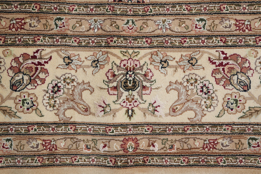 8.6 x 11.6 Fine Weave Wool and Silk handmade Rug Khaki #F-4159