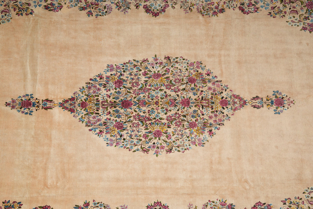 10 x 15 Semi-Antique Persian Kerman Quality Rug Ivory - view 9