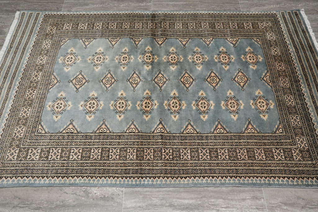 4 x 6 Hand-Knotted Jaldar Bkara Rug Slate Blue #F-3115