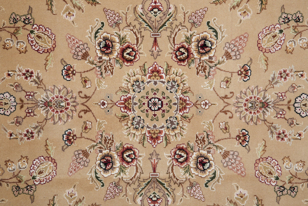 8.6 x 11.6 Fine Weave Wool and Silk handmade Rug Khaki #F-4159