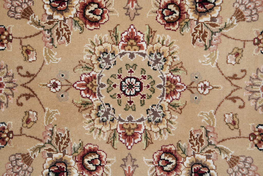 8.6 x 11.6 Fine Weave Wool and Silk handmade Rug Khaki #F-4159