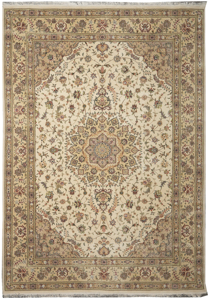 8.9 x 12 New Quality Wool and Silk Hand-Knotted Tabriz Rug #F-3109