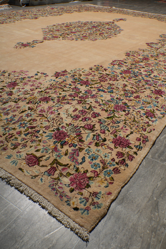 10 x 15 Semi-Antique Persian Kerman Quality Rug Ivory - view 6