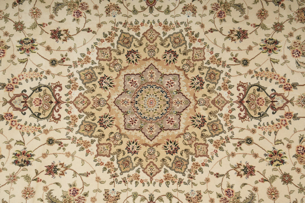 8.9 x 12 New Quality Wool and Silk Hand-Knotted Tabriz Rug #F-3109