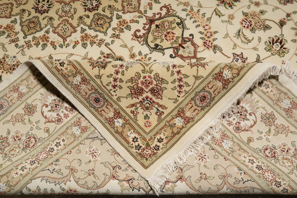 8.9 x 12 New Quality Wool and Silk Hand-Knotted Tabriz Rug #F-3109