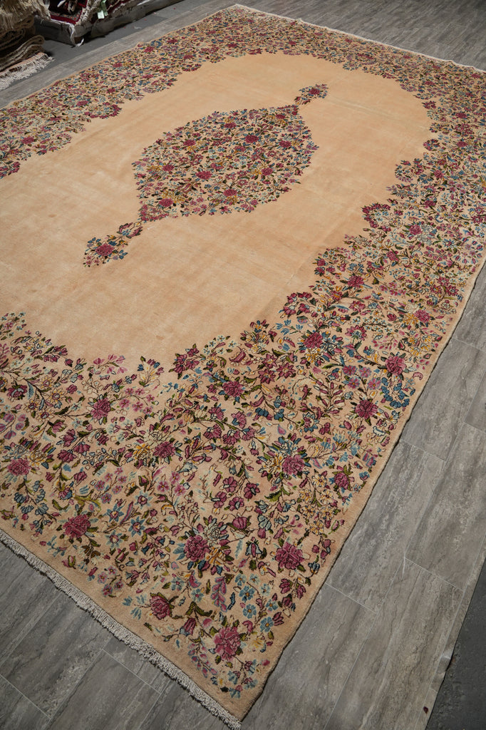 10 x 15 Semi-Antique Persian Kerman Quality Rug Ivory - view 5