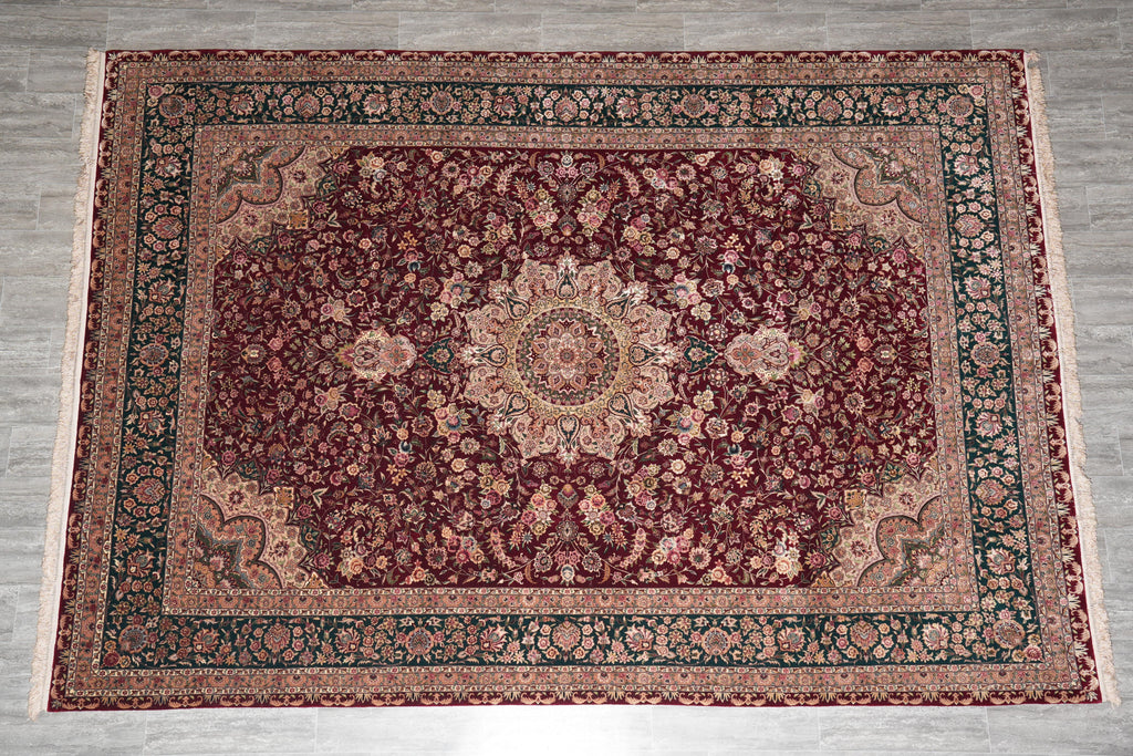 8.9 x 12.6 Super Fine Handmade Rug Wook and Silk on Silk Sino Tabriz #F-4160