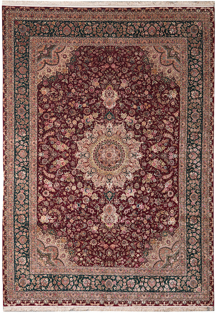 8.9 x 12.6 Super Fine Handmade Rug Wook and Silk on Silk Sino Tabriz #F-4160
