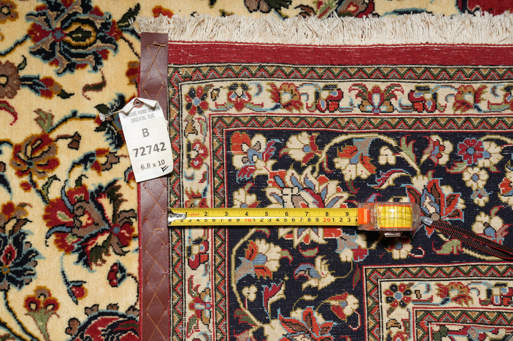 6.8 x 10 Cream And Red Persian Kashan Rug - view 17