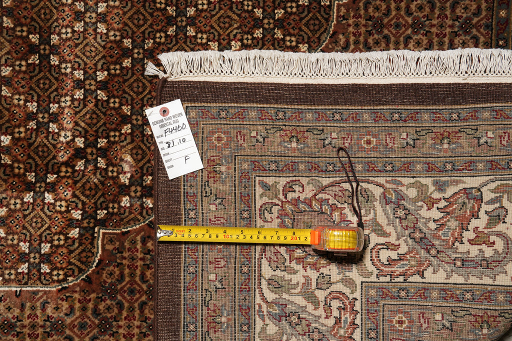 8 x 10 Dark Chocolate Brown Quality Handmade Area Rug Tabriz Mahi Wool and Silk #F-4460
