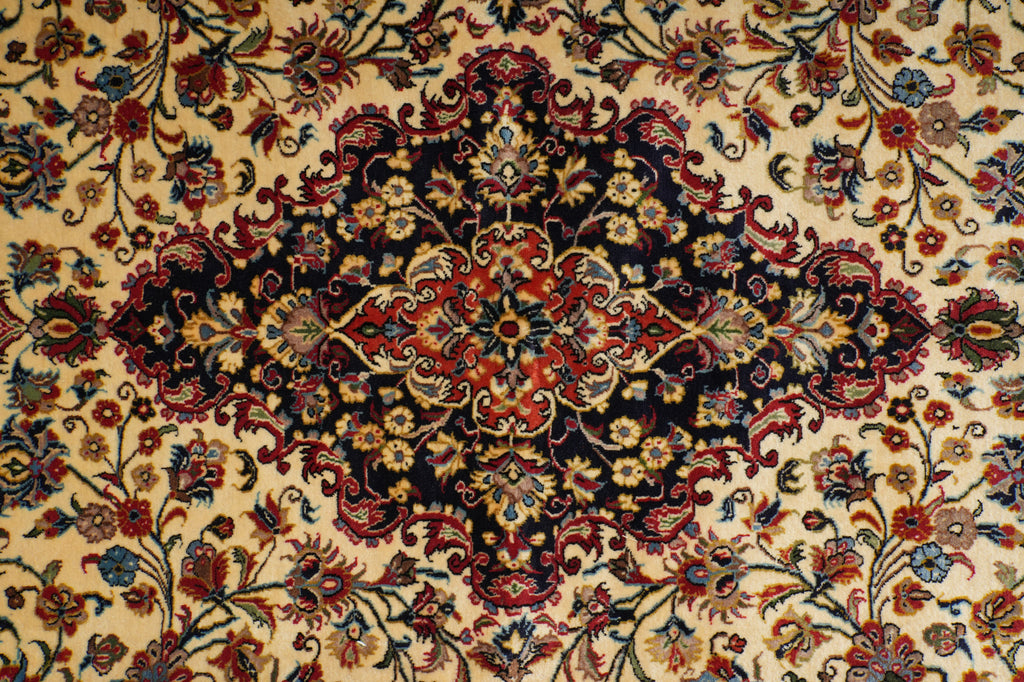 6.8 x 10 Cream And Red Persian Kashan Rug - view 9