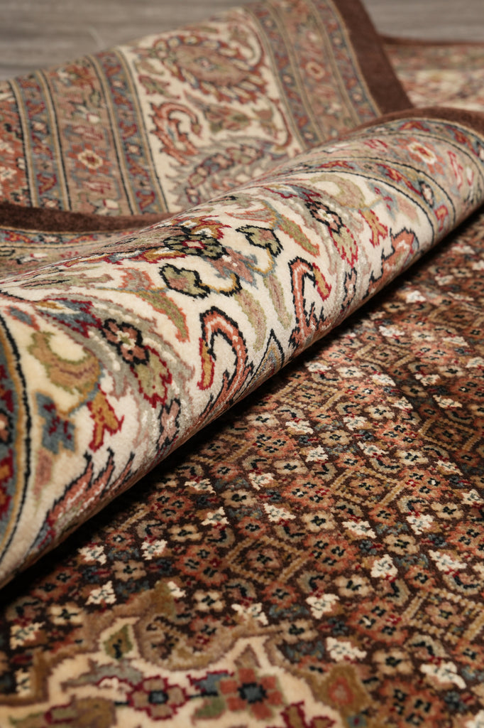 8 x 10 Dark Chocolate Brown Quality Handmade Area Rug Tabriz Mahi Wool and Silk #F-4460