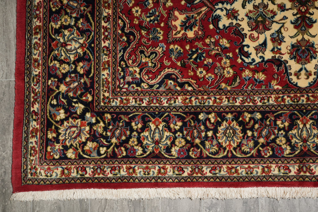 6.8 x 10 Cream And Red Persian Kashan Rug - view 16