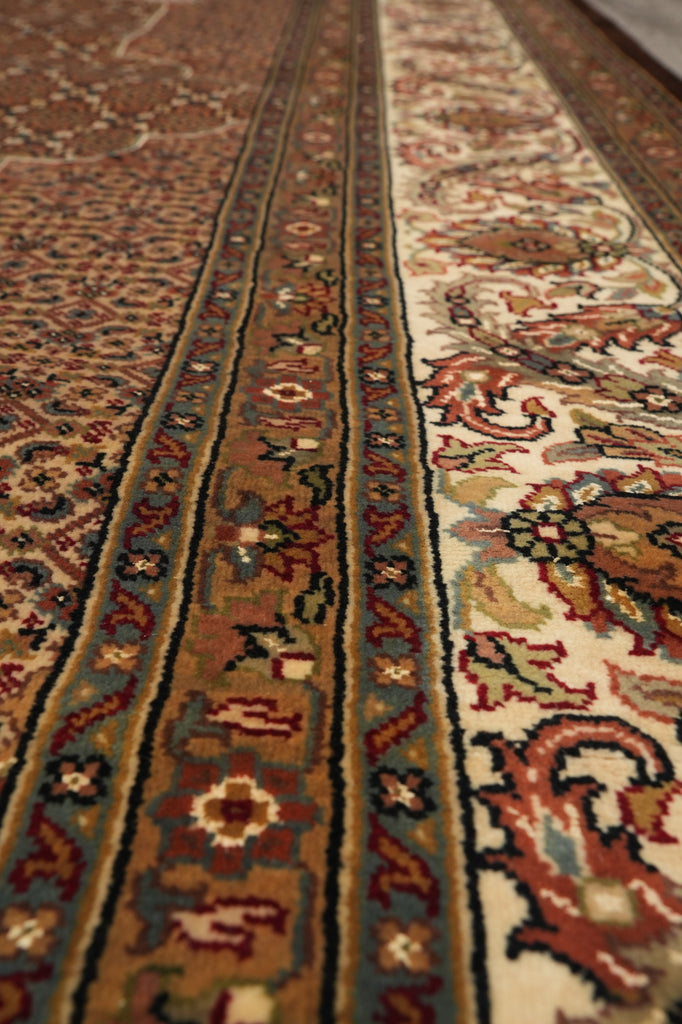 8 x 10 Dark Chocolate Brown Quality Handmade Area Rug Tabriz Mahi Wool and Silk #F-4460