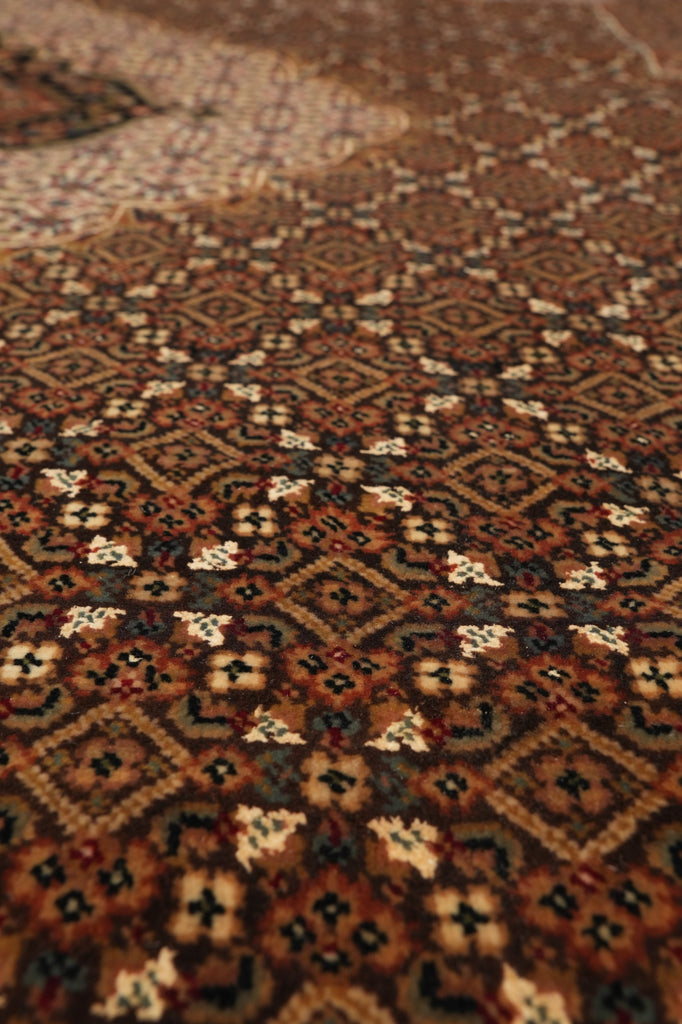 8 x 10 Dark Chocolate Brown Quality Handmade Area Rug Tabriz Mahi Wool and Silk #F-4460