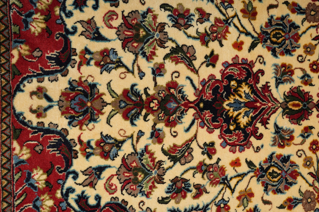 6.8 x 10 Cream And Red Persian Kashan Rug - view 10