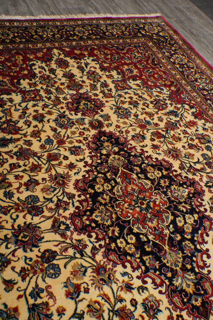 6.8 x 10 Cream And Red Persian Kashan Rug - view 7