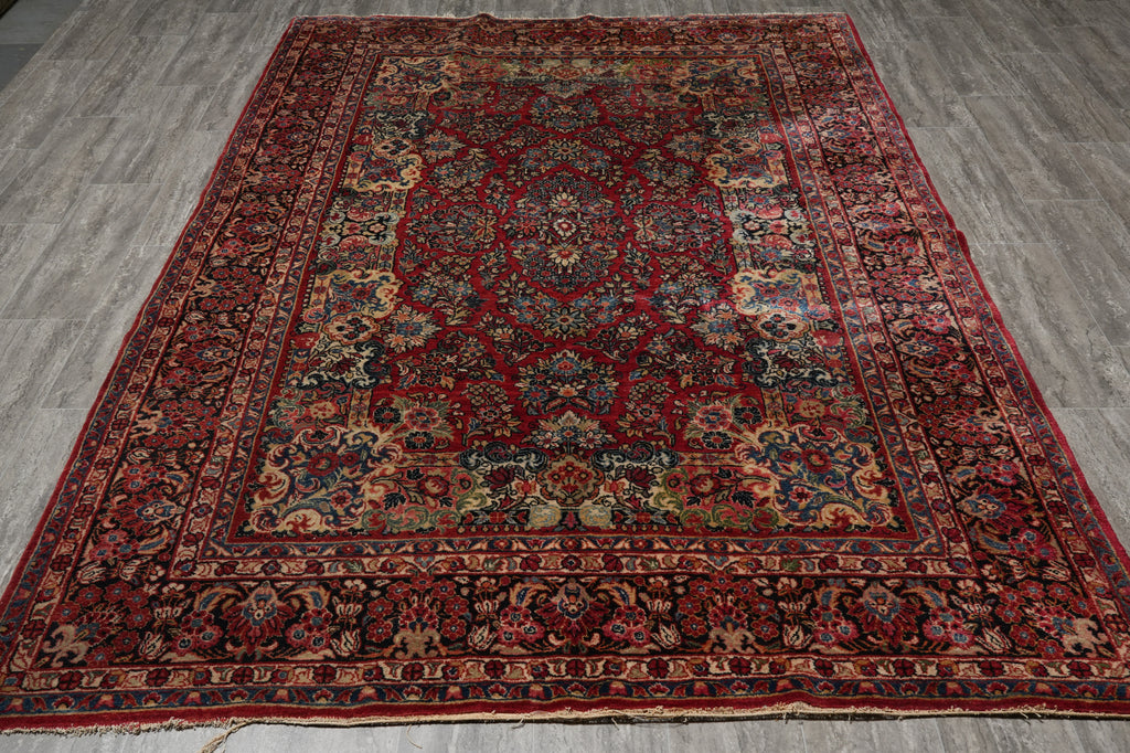 6 x 9 Authentic Antique Persian Sarouk Rug 1950's #F-3108