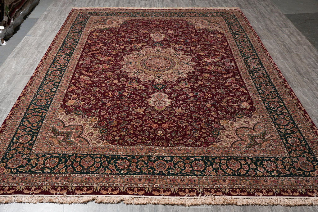 8.9 x 12.6 Super Fine Handmade Rug Wook and Silk on Silk Sino Tabriz #F-4160