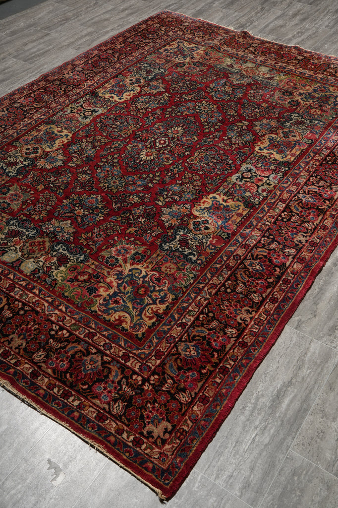 6 x 9 Authentic Antique Persian Sarouk Rug 1950's #F-3108
