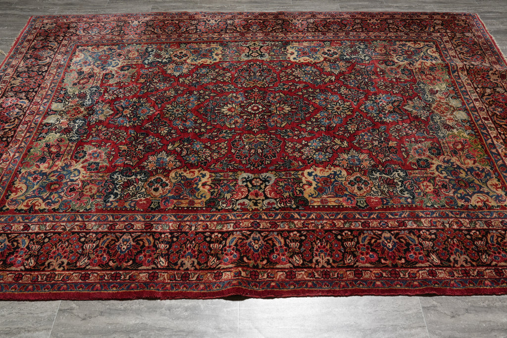 6 x 9 Authentic Antique Persian Sarouk Rug 1950's #F-3108