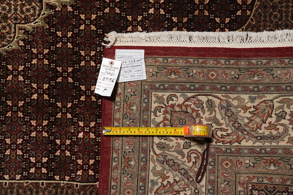 8 x 9.6 Burgundy Mahi Tabriz Wool and Silk Quality Handmade Area Rug #F-4461