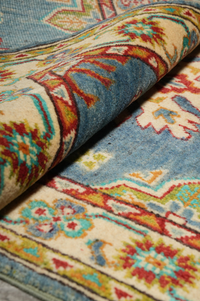 10 Feet Runner Handmade Afghan Kazak Rug Light Blue #F-3268