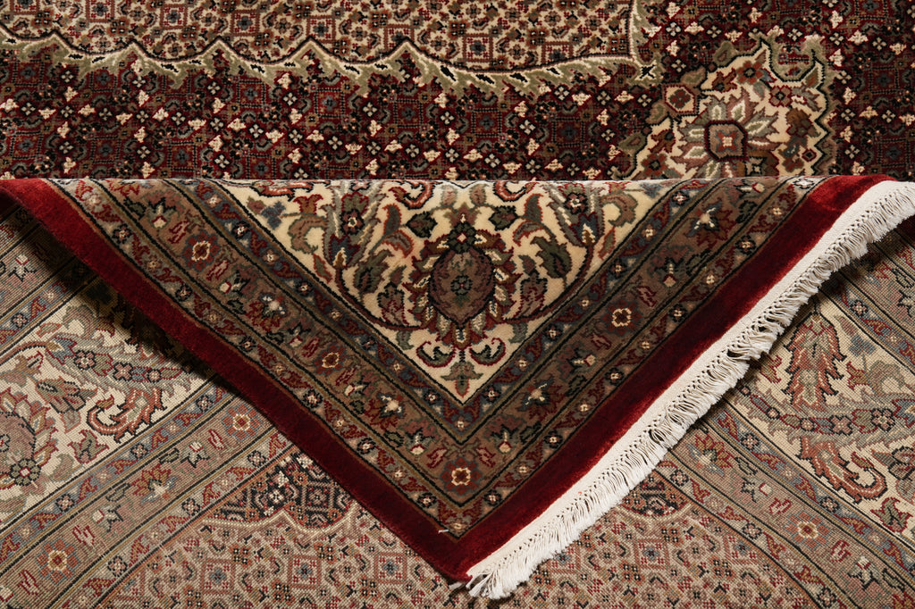 8 x 9.6 Burgundy Mahi Tabriz Wool and Silk Quality Handmade Area Rug #F-4461