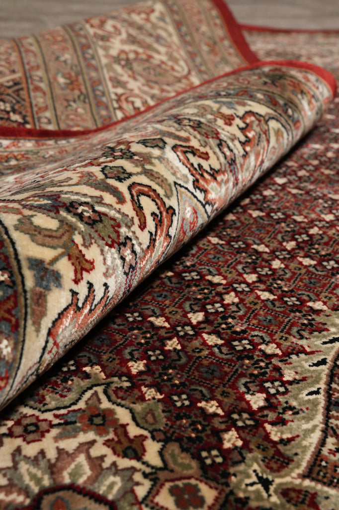 8 x 9.6 Burgundy Mahi Tabriz Wool and Silk Quality Handmade Area Rug #F-4461