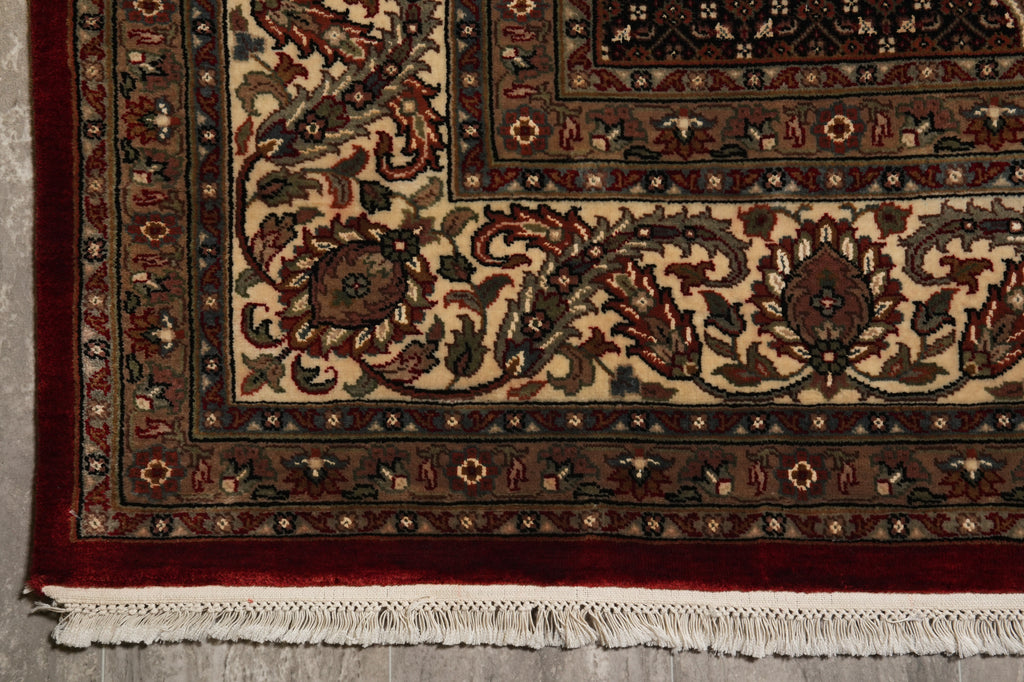 8 x 9.6 Burgundy Mahi Tabriz Wool and Silk Quality Handmade Area Rug #F-4461