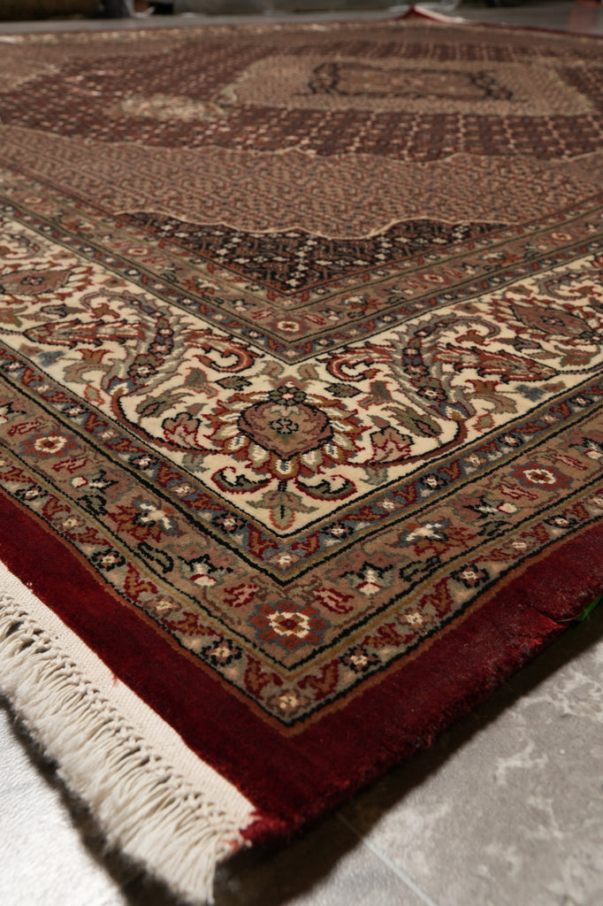 8 x 9.6 Burgundy Mahi Tabriz Wool and Silk Quality Handmade Area Rug #F-4461