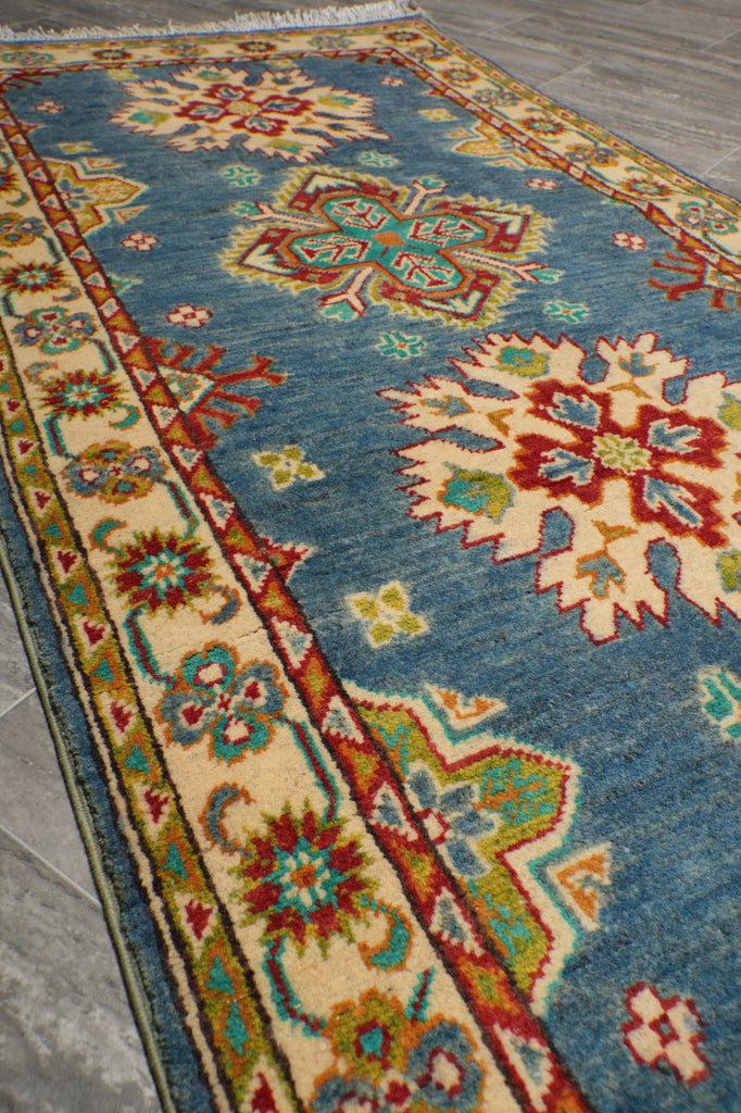 10 Feet Runner Handmade Afghan Kazak Rug Light Blue #F-3268