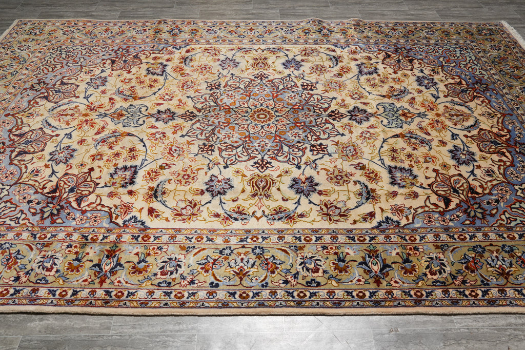 7.8 x 11.7 Persian Hand-Knotted Esfahan Najaf Wool Rug #PIX-11752