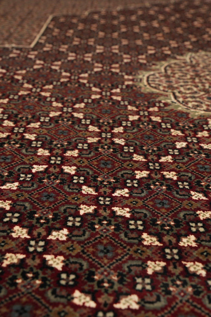 8 x 9.6 Burgundy Mahi Tabriz Wool and Silk Quality Handmade Area Rug #F-4461