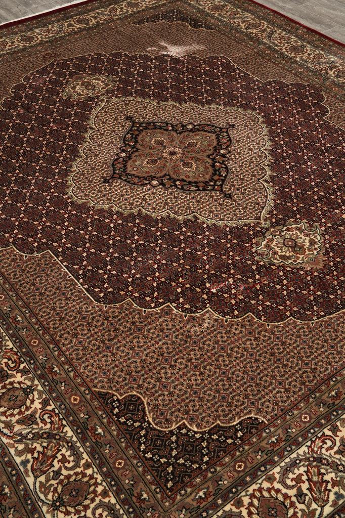 8 x 9.6 Burgundy Mahi Tabriz Wool and Silk Quality Handmade Area Rug #F-4461