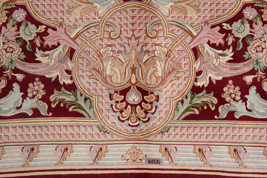 9.2 x 12 Handmade French Savonnerie Rug Burgundy #F-4161