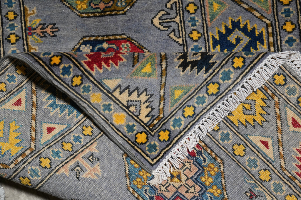10 Feet Runner Afghan Kazak Rug Slate Blue Gray #F-3271