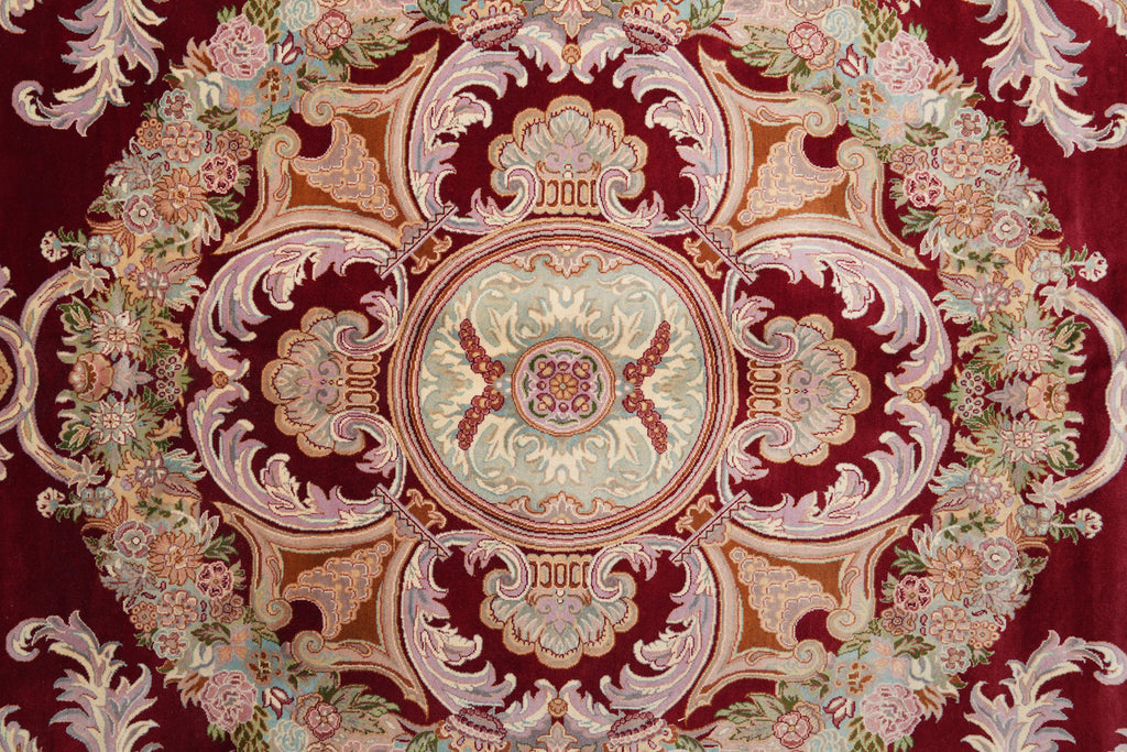 9.2 x 12 Handmade French Savonnerie Rug Burgundy #F-4161