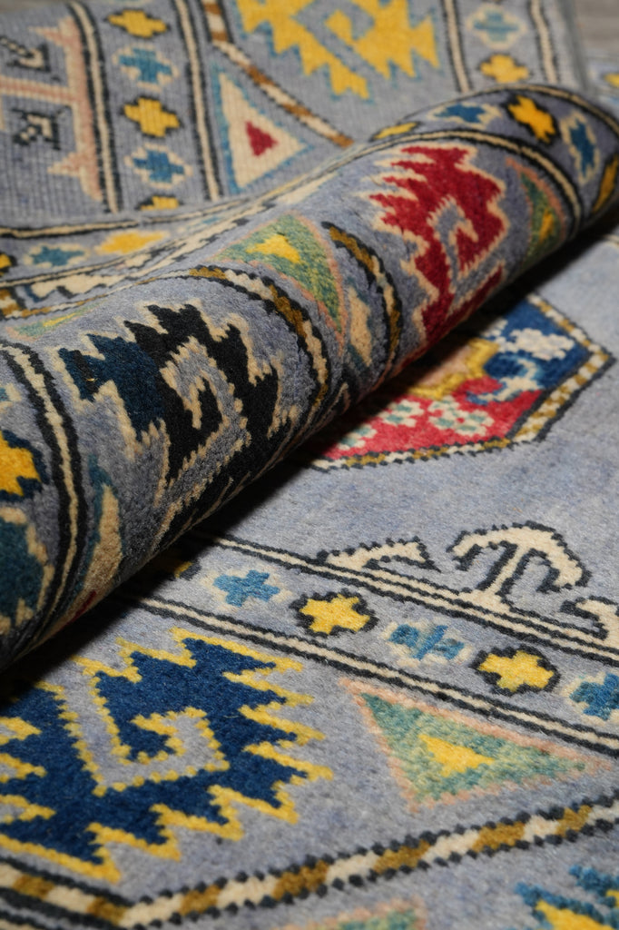 10 Feet Runner Afghan Kazak Rug Slate Blue Gray #F-3271