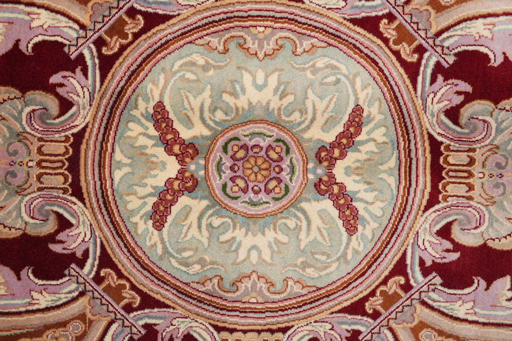 9.2 x 12 Handmade French Savonnerie Rug Burgundy #F-4161