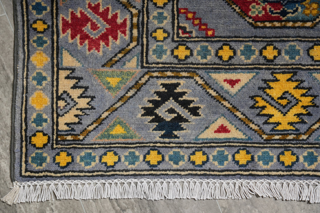 10 Feet Runner Afghan Kazak Rug Slate Blue Gray #F-3271