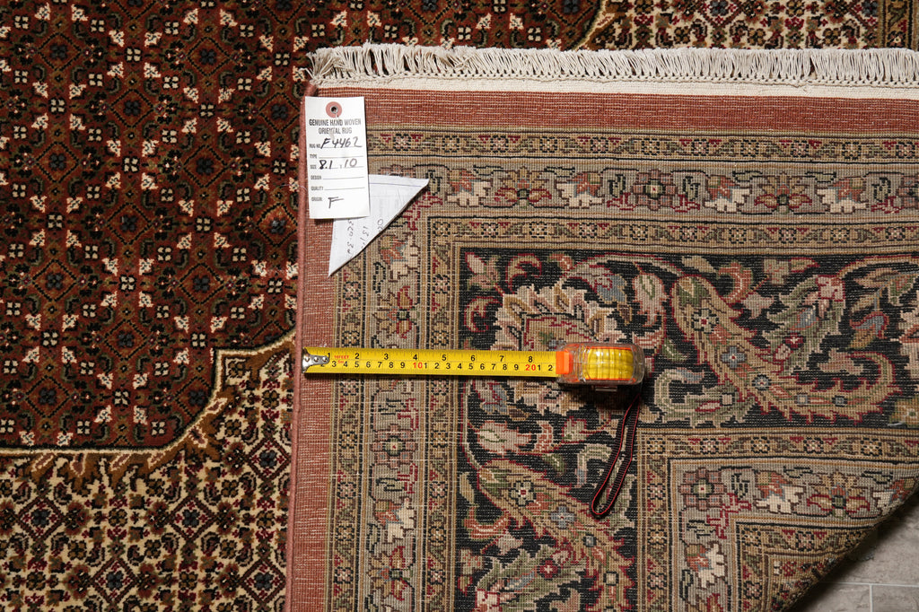 8.1 x 10 Rust Mahi Tabriz High Quality Handmade Wool And Silk Rug #F-4462